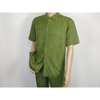 Men Silversilk 2pc walking leisure Matching Suit Italian woven knits 51016 Green - J.Valintin Men's Wear Legend - 100105