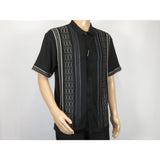 Men Silversilk 2pc walking leisure Matching Suit Italian woven knits 51017 Black - J.Valintin Men's Wear Legend - 100111