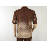 Men Silversilk 2pc walking leisure suit Italian woven knits 3115 Brown Beige - J.Valintin Men's Wear Legend - 95671