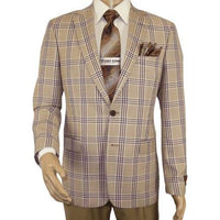 Men Sport Coat by Berlusconi Turkey Italian Wool Super 180's #671 - 15 Tan Burg - J.Valintin Men's Wear Legend - 98952