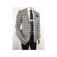 Men Sport Coat by Berlusconi Turkey Soft European Plaid #MK80 06 Black Gray - J.Valintin Men's Wear Legend - 98970