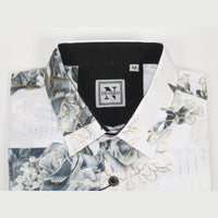 Men Sports Shirt by DE - NIKO Long Sleeves Fashion Print Soft Modal 2007020 White - J.Valintin Men's Wear Legend - 99413