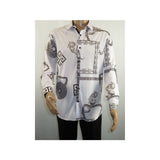 Men Sports Shirt by DE - NIKO Long Sleeves Fashion Print Soft Modal 2F008 White - J.Valintin Men's Wear Legend - 99365