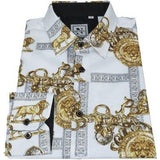 Men Sports Shirt by DE - NIKO Long Sleeves Fashion Print Soft Modal DSA125 White - J.Valintin Men's Wear Legend - 99377