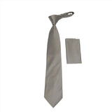 Men Stacy Adams Neck tie Hanky Set Business Formal Solid Color Satin S12 Silver - J.Valintin Men's Wear Legend - 24788