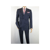 Men Suit BERLUSCONI Turkey 100% Italian Wool 180's Double Breasted #Ber32 Navy - J.Valintin Men's Wear Legend - 100983