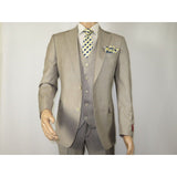 Men Suit BERLUSCONI Turkey 100% Italian Wool Super 180's 3pc Vested #Ber13 Beige - J.Valintin Men's Wear Legend - 98559