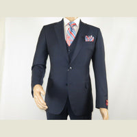 Men Suit BERLUSCONI Turkey 100% Italian Wool Super 180's 3pc Vested #Ber14 Navy - J.Valintin Men's Wear Legend - 98566