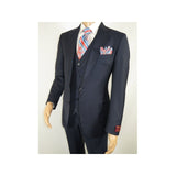 Men Suit BERLUSCONI Turkey 100% Italian Wool Super 180's 3pc Vested #Ber14 Navy - J.Valintin Men's Wear Legend - 98566