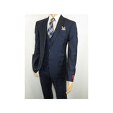 Men Suit BERLUSCONI Turkey 100% Italian Wool Super 180's 3pc Vested #Ber24 Navy - J.Valintin Men's Wear Legend - 99852