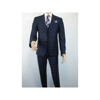 Men Suit BERLUSCONI Turkey 100% Italian Wool Super 180's 3pc Vested #Ber24 Navy - J.Valintin Men's Wear Legend - 99852