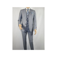 Men Suit BERLUSCONI Turkey 100% Italian Wool Super 180's 3pc Vested #Ber7 Sky - J.Valintin Men's Wear Legend - 98517