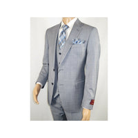 Men Suit BERLUSCONI Turkey 100% Italian Wool Super 180's 3pc Vested #Ber7 Sky - J.Valintin Men's Wear Legend - 98517