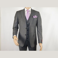 Men Suit BERLUSCONI Turkey 100% Italian Wool Super 180's 3pc Vested #Ber9 gray - J.Valintin Men's Wear Legend - 98531