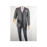 Men Suit BERLUSCONI Turkey 100% Italian Wool Super 180's 3pc Vested #Ber9 gray - J.Valintin Men's Wear Legend - 98531