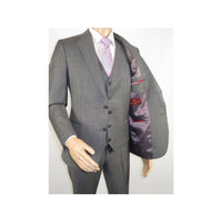 Men Suit BERLUSCONI Turkey 100% Italian Wool Super 180's 3pc Vested #Ber9 gray - J.Valintin Men's Wear Legend - 98531