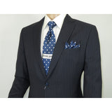 Men Suit BERLUSCONI Turkey 100% Italian Wool Super 180's #Ber29 Navy Blue Stripe - J.Valintin Men's Wear Legend - 100963