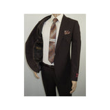 Men Suit BERLUSCONI Turkey 100% Italian Wool Super 180's #Ber30 Brown/Burgundy - J.Valintin Men's Wear Legend - 100970