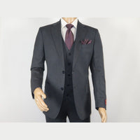 Men Suit BERLUSCONI Turkey 100% Italian Wool Super 180's Vested #Ber15 Charcoal - J.Valintin Men's Wear Legend - 98573