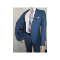 Men Suit BERLUSCONI Turkey 100% Soft Italian Wool Super 180's 2pc #Ber31 Blue - J.Valintin Men's Wear Legend - 100977