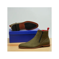 Men TAYNO Chelsea Chukka Micro Suede Soft Comfortable Boot Coupe Olive - J.Valintin Men's Wear Legend - 99555