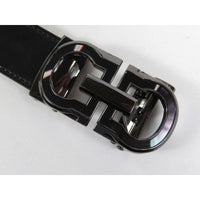 Men VALENTINI Leather Track Belt Adjustable Removable Buckle V511 Black - J.Valintin Men's Wear Legend - V511 - black