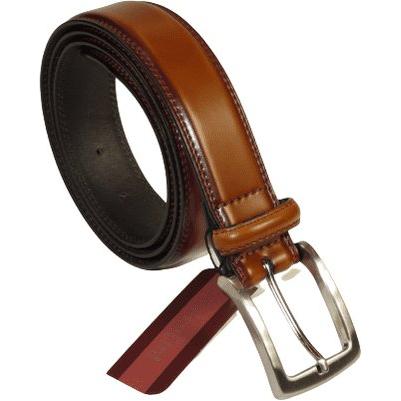 Men VALENTINI Stitched Leather Dress Belt Classic Pin Buckle V711 Cognac - J.Valintin Men's Wear Legend - 92136