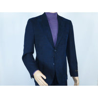 Men ZACCHI Velour Velveteen Hounds tooth Blazer Sport Coat DUANE 74521 Navy Blue - J.Valintin Men's Wear Legend - 98745