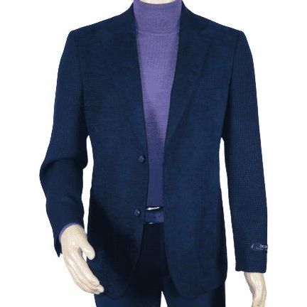 Men ZACCHI Velour Velveteen Hounds tooth Blazer Sport Coat DUANE 74521 Navy Blue - J.Valintin Men's Wear Legend - 98745