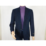 Men ZACCHI Velour Velveteen Hounds tooth Blazer Sport Coat DUANE 74521 Navy Blue - J.Valintin Men's Wear Legend - 98745