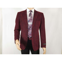 Men ZACCHI Velour Velveteen Hounds tooth Blazer Sport Coat DUANE 74526 Burgundy - J.Valintin Men's Wear Legend - 98751