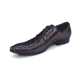 Men Zota Unique Leather Metallic Shoes Point Toe Polka Dot G989 - 1 Gun black - J.Valintin Men's Wear Legend - 69671