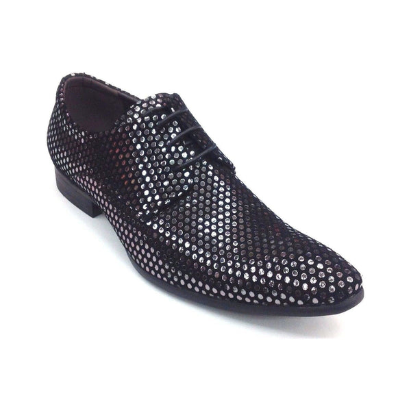 Men Zota Unique Leather Metallic Shoes Point Toe Polka Dot G989 - 1 Gun black - J.Valintin Men's Wear Legend - 69671