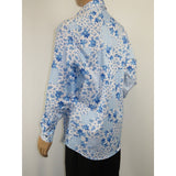 Men's 100% Cotton Shirt By Oscar Banks Turkey Floral design 6141 - 05 Blue white - J.Valintin Men's Wear Legend - 3113