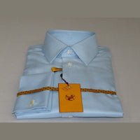 Mens 100% Egyptian Cotton Shirt French Cuffs Wrinkle resistance Enzo 61102 Blue - J.Valintin Men's Wear Legend - 393