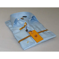 Mens 100% Egyptian Cotton Shirt French Cuffs Wrinkle resistance Enzo 61102 Blue - J.Valintin Men's Wear Legend - 393