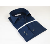 Mens 100% Italian Cotton Shirt High Quality Non Iron SORRENTO Turkey 4746 Navy - J.Valintin Men's Wear Legend - 96793