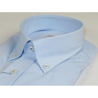 Mens 100% Italian Cotton Shirt Non Iron SORRENTO Button Down Oxford 4530 Blue - J.Valintin Men's Wear Legend - 98702