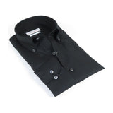 Mens 100% Italian Cotton Shirt Non Iron SORRENTO Button Down Oxford 4531 Black - J.Valintin Men's Wear Legend - 98706