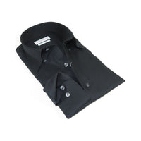 Mens 100% Italian Cotton Shirt Non Iron SORRENTO Button Down Oxford 4531 Black - J.Valintin Men's Wear Legend - 98706