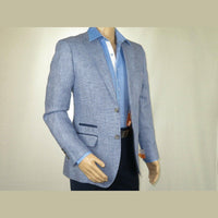 Mens 100% Linen Sport Coat Summer Blazer INSERCH Half Lined Paisley 535 Denim - J.Valintin Men's Wear Legend - 9932