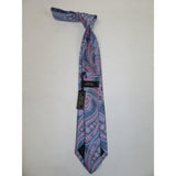 Men's 100% Silk Necktie By Bruno Piattelli Paisley Floral Fancy BP14 Pink Blue - J.Valintin Men's Wear Legend - BP14