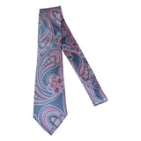 Men's 100% Silk Necktie By Bruno Piattelli Paisley Floral Fancy BP14 Pink Blue - J.Valintin Men's Wear Legend - BP14