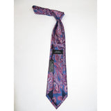 Men's 100% Silk Necktie By Bruno Piattelli Paisley Floral Fancy BP19 Pink Blue - J.Valintin Men's Wear Legend - BP19