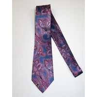 Men's 100% Silk Necktie By Bruno Piattelli Paisley Floral Fancy BP19 Pink Blue - J.Valintin Men's Wear Legend - BP19