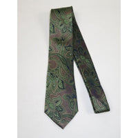 Men's 100% Silk Necktie By Bruno Piattelli Paisley Floral Fancy BP22 Green - J.Valintin Men's Wear Legend - BP22