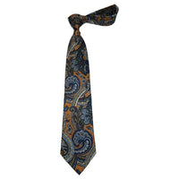 Men's 100% Silk Necktie By Bruno Piattelli Paisley Floral Fancy BP24 Peach Blue - J.Valintin Men's Wear Legend - BP24