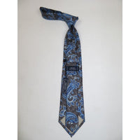 Men's 100% Silk Necktie By Bruno Piattelli Paisley Floral Fancy BP25 Gray Blue - J.Valintin Men's Wear Legend - BP25