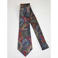 Men's 100% Silk Necktie By Bruno Piattelli Paisley Floral Fancy BP6 Red Blue - J.Valintin Men's Wear Legend - BP6