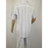 Men's 2pc Walking Leisure Suit by Royal Diamond T2004 White Blue Size Large - J.Valintin Men's Wear Legend - T2004 - Large